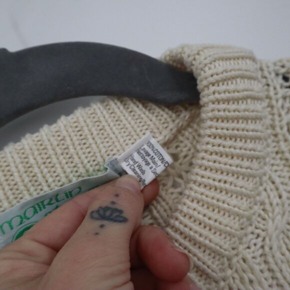 Mairtin Standun Cable Knit Sweater Unisex L Cream Fisherman Scandinavian Rustic - Picture 4 of 16